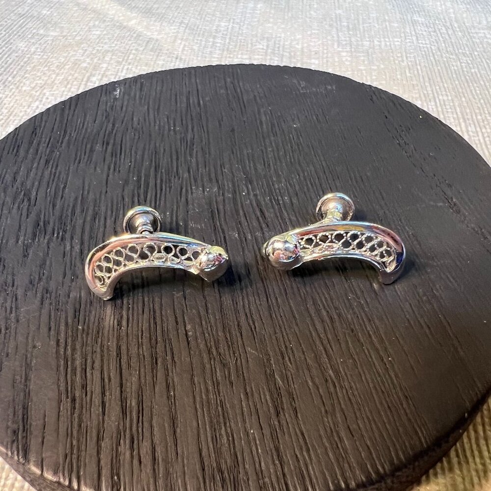 Vintage Dixelle Signed Sterling 925 Screw-Back Filigree Earrings